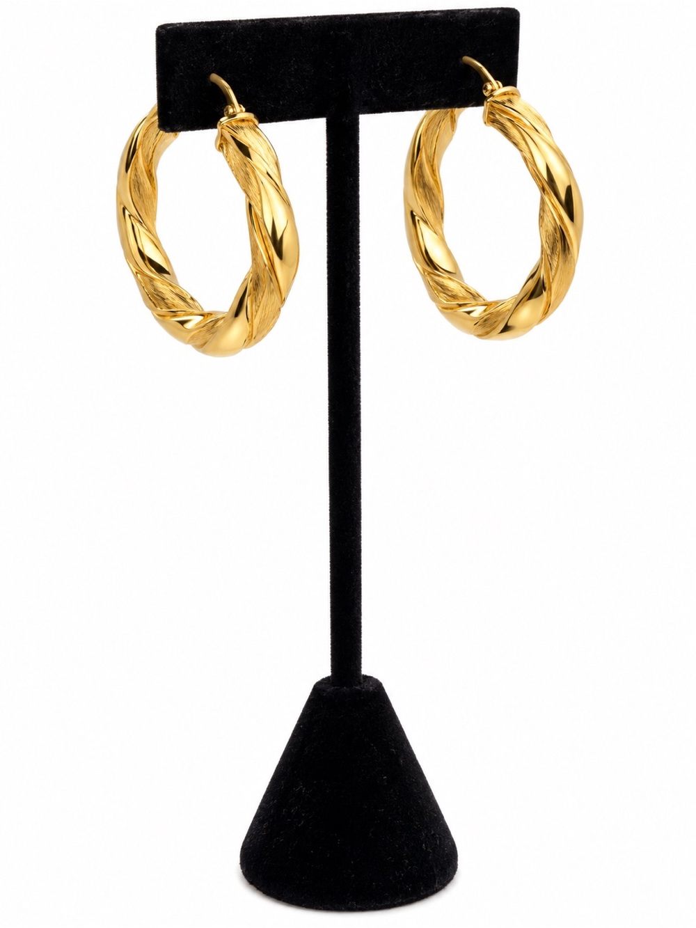 18K 750 Italian Yellow Gold Twisted Hoop Earrings 5g 1485 AR